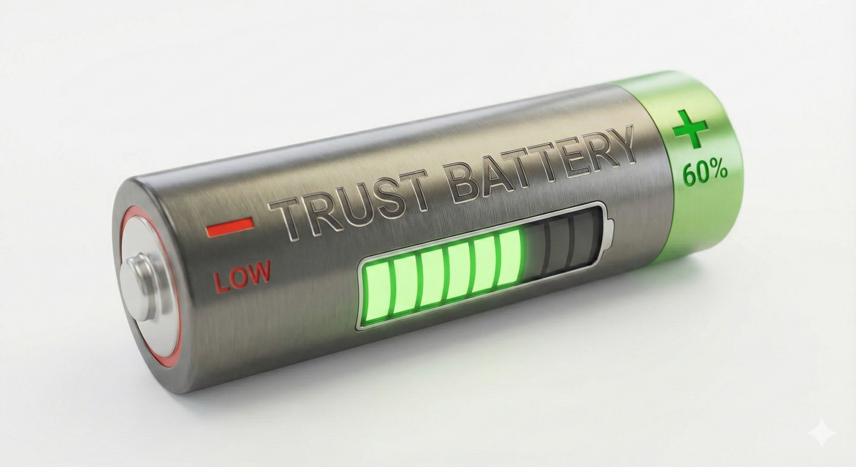 Illustration of a half-charged battery representing trust levels